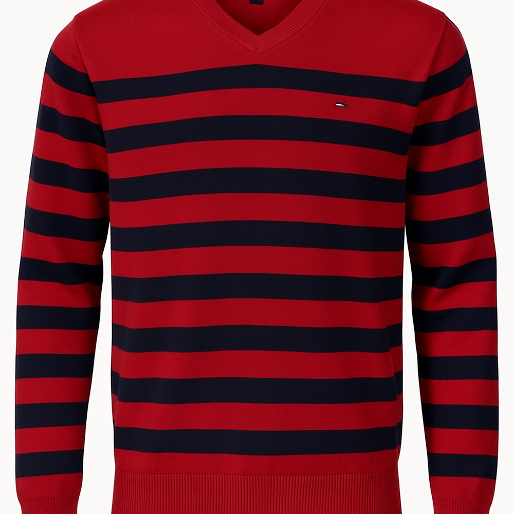 Tommy Hilfiger Men's Striped V-Neck Sweater Multicolor Size L